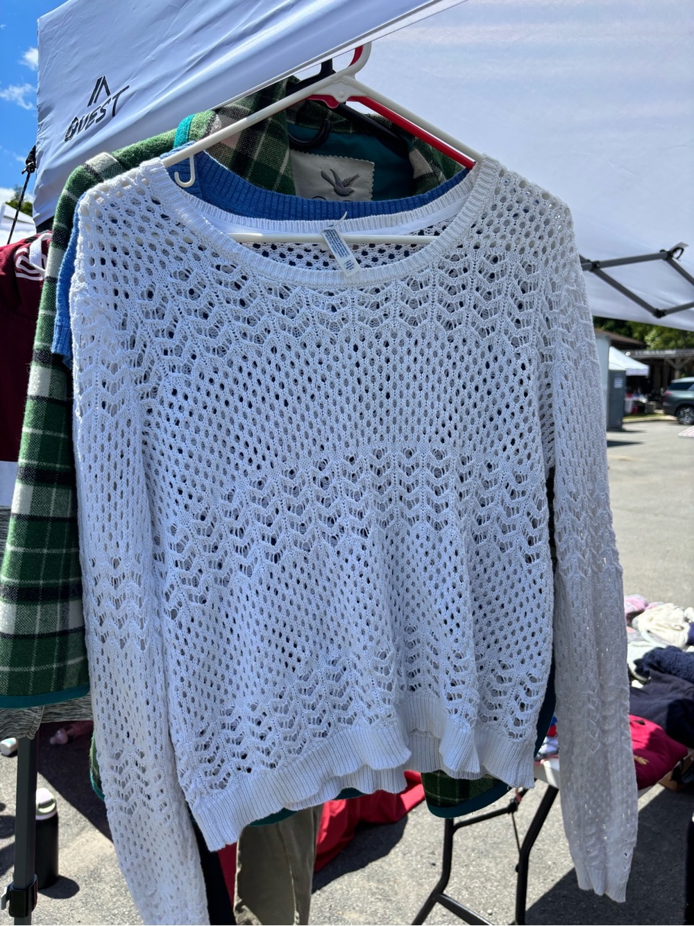 Aeropostale White Open-Weave Crewneck Sweater